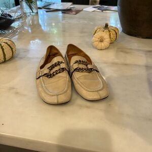 Isabel Marant Cream Loafers with Gold Chain